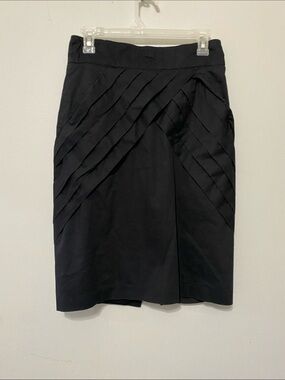 bebe Black Diagonal Pleat Pencil Skirt With Pockets Womans Size 10